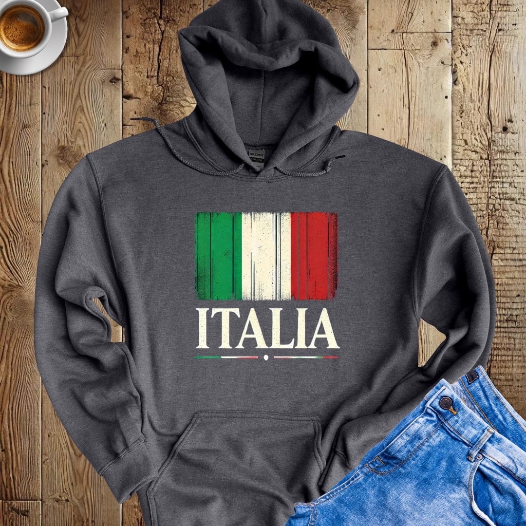 Italia with Distressed Italian Flag Hoodie Sweatshirt