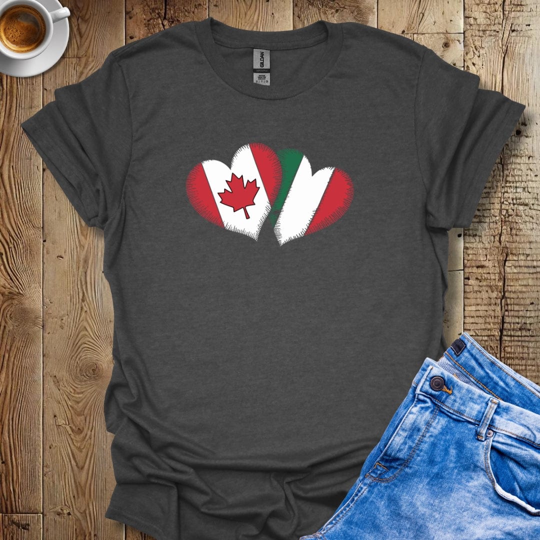 Canadian Italian Flags Hearts T-shirt