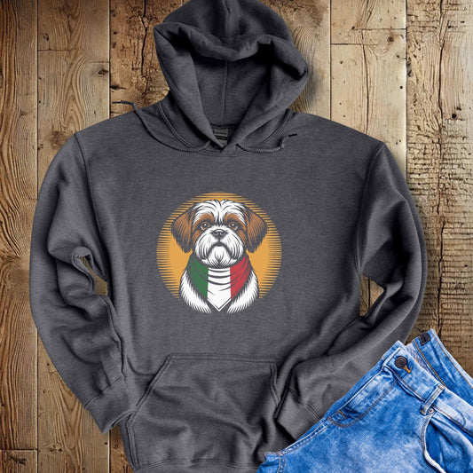 Shih Tzu Italian Flag Bandana Hoodie Sweatshirt