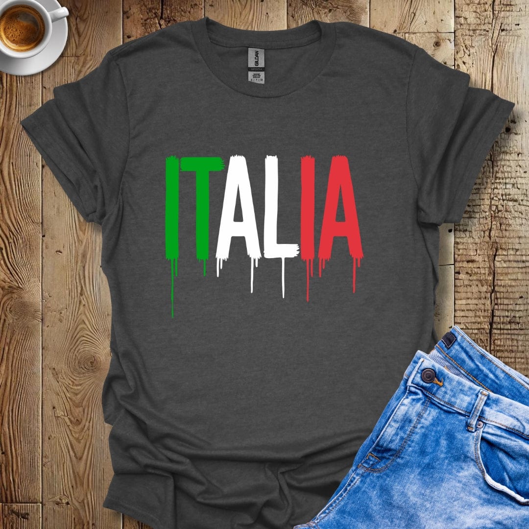 Italia Dripping Paint Italian Flag T-shirt