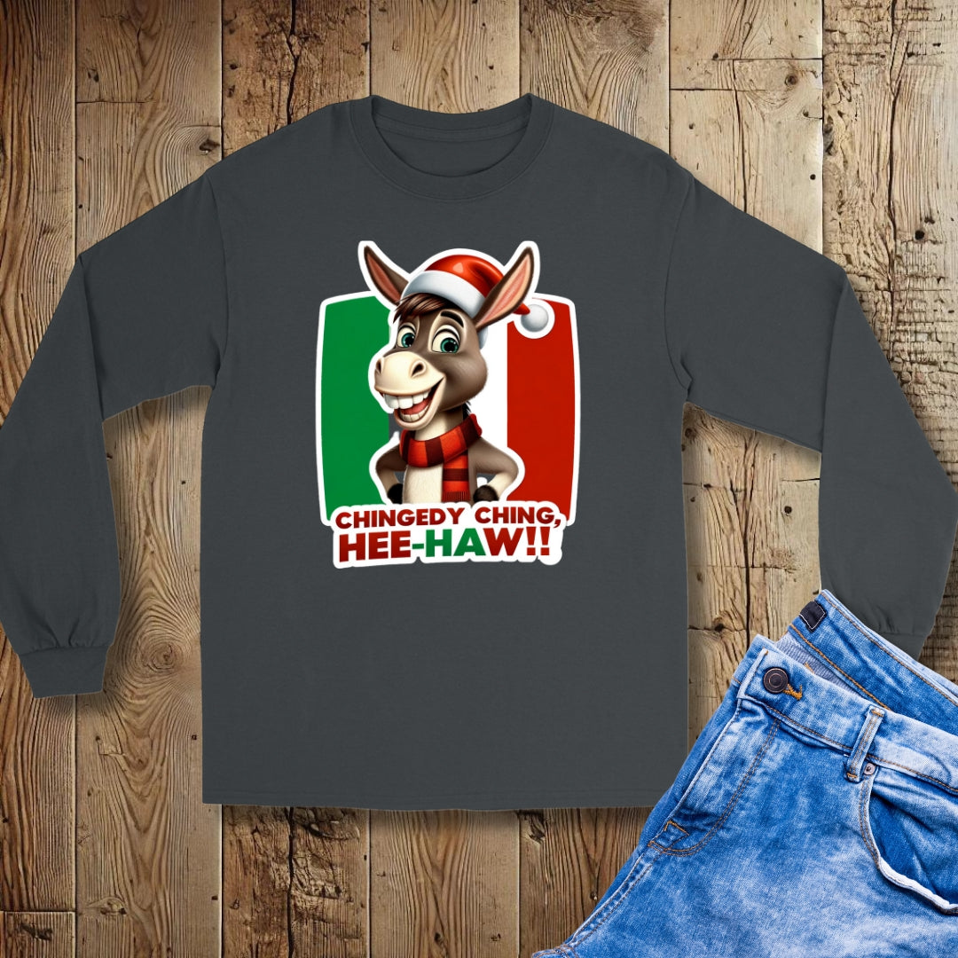 Dominick Italian Christmas Donkey Unisex Long Sleeve Tee
