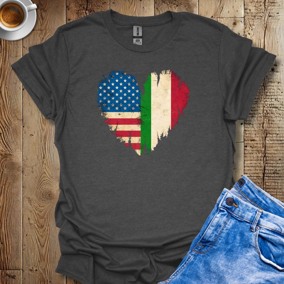 American Born with Italian Roots Distressed Flags Italian Pride T-shirt