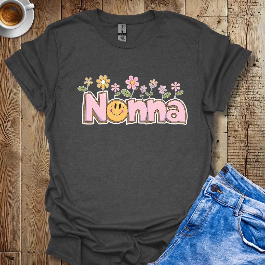 Nonna Flowers Smiley Face T-shirt