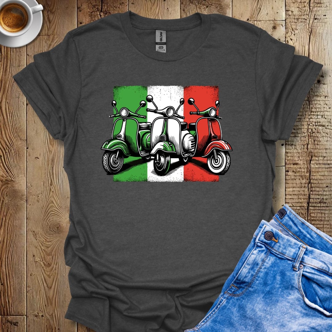 I Love Vintage Italian Scooter Vespa with Italian Flag T-Shirt