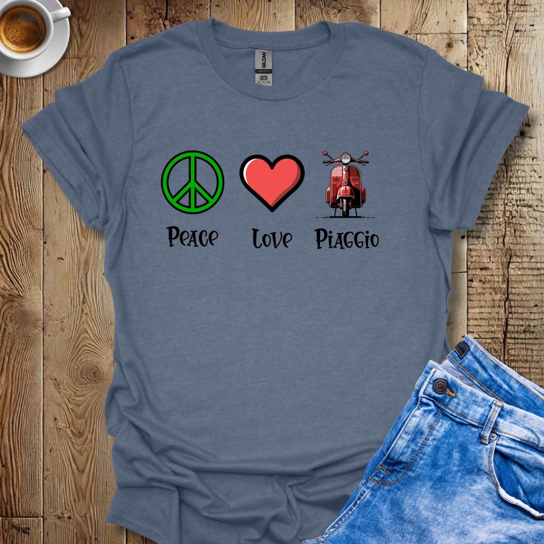 Peace Love Piaggio Vintage Italian Scooter Vespa T-Shirt