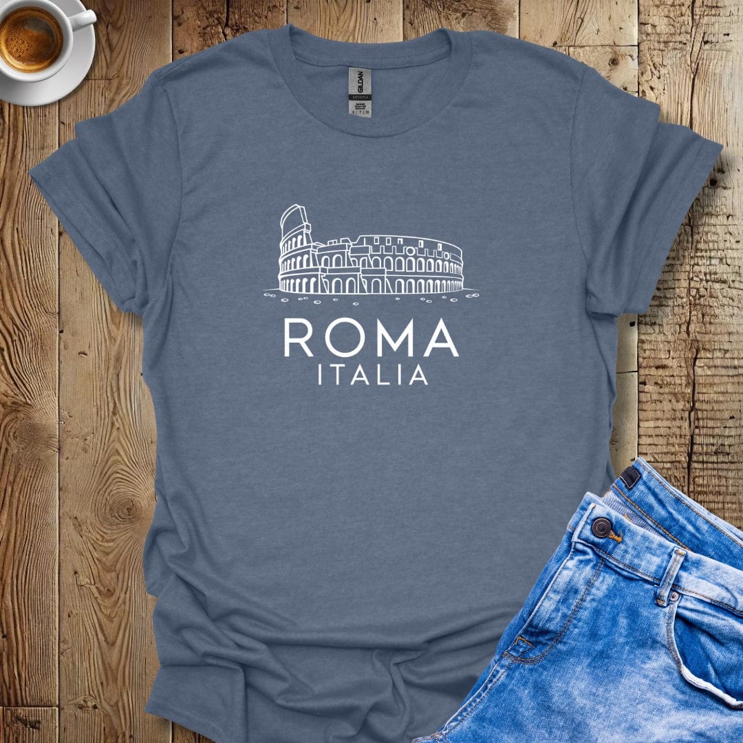 I Love Roma Colosseum Line Art Italy Lover T-shirt