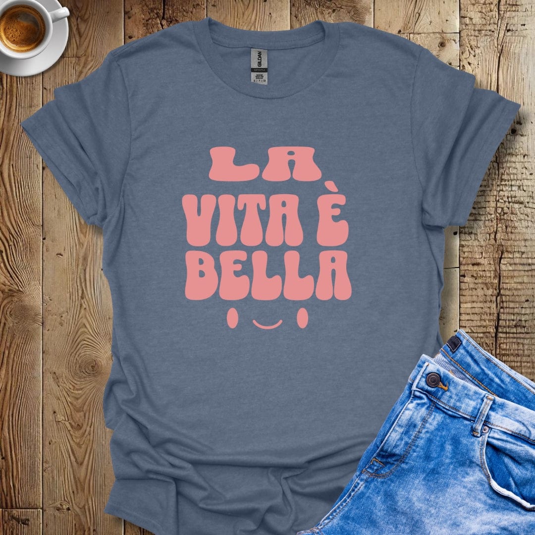 Cute Retro La Vita è Bella Italian Sayings T-shirt