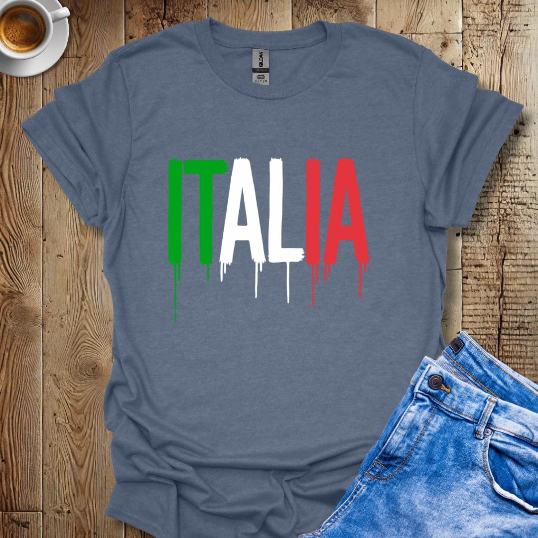 Italia Dripping Paint Italian Flag T-shirt