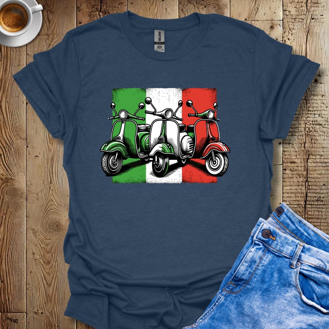 I Love Vintage Italian Scooter Vespa with Italian Flag T-Shirt