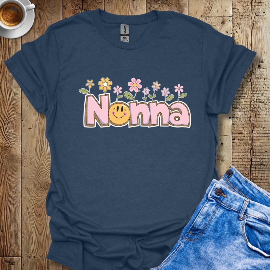 Nonna Flowers Smiley Face T-shirt