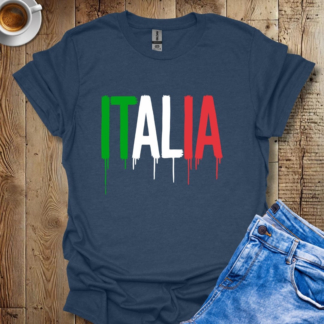 Italia Dripping Paint Italian Flag T-shirt