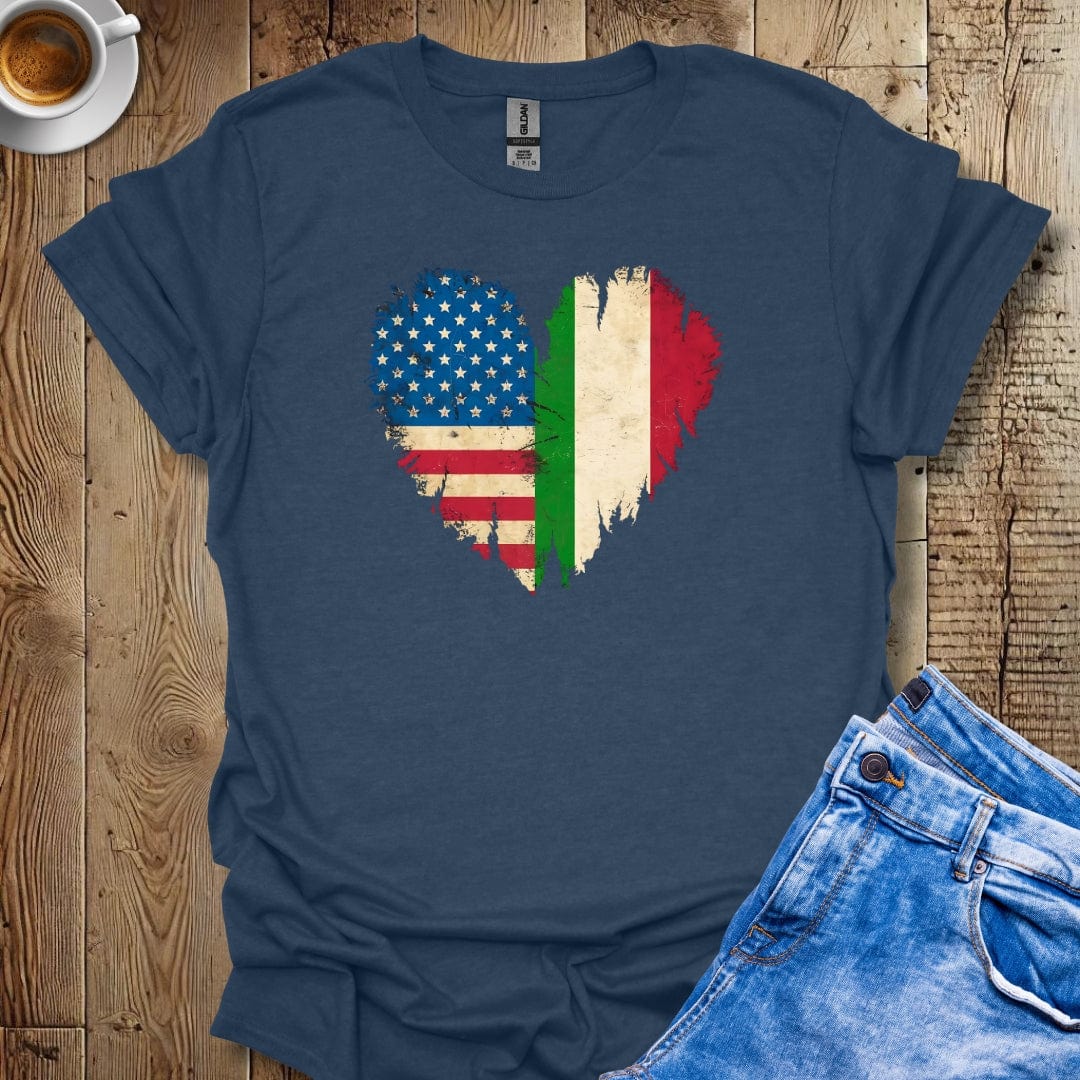 American Born with Italian Roots Distressed Flags Italian Pride T-shirt