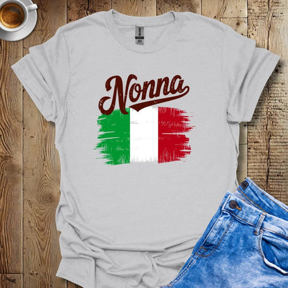 Nonna with Distressed Italian Flag T-shirt