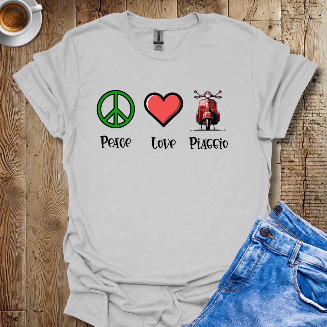 Peace Love Piaggio Vintage Italian Scooter Vespa T-Shirt