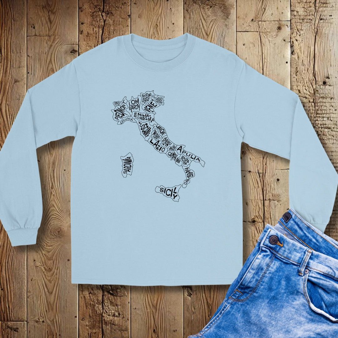 Regional Map of Italy Unisex Long Sleeve Tee