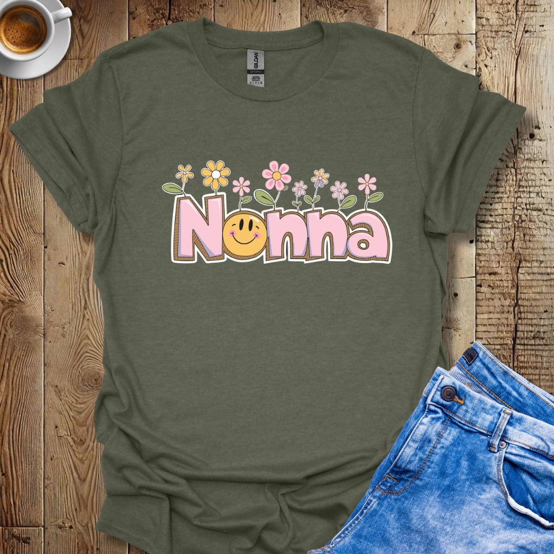 Nonna Flowers Smiley Face T-shirt