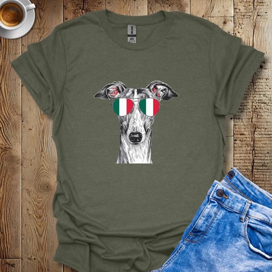 Italian Greyhound Sunglasses Italian Flag T-shirt