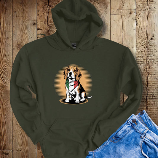 Beagle Italian Flag Bandana Hoodie Sweatshirt