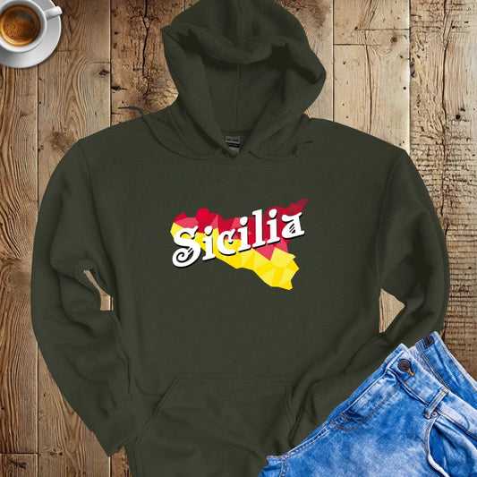 Sicilia Modern Map Hoodie Sweatshirt