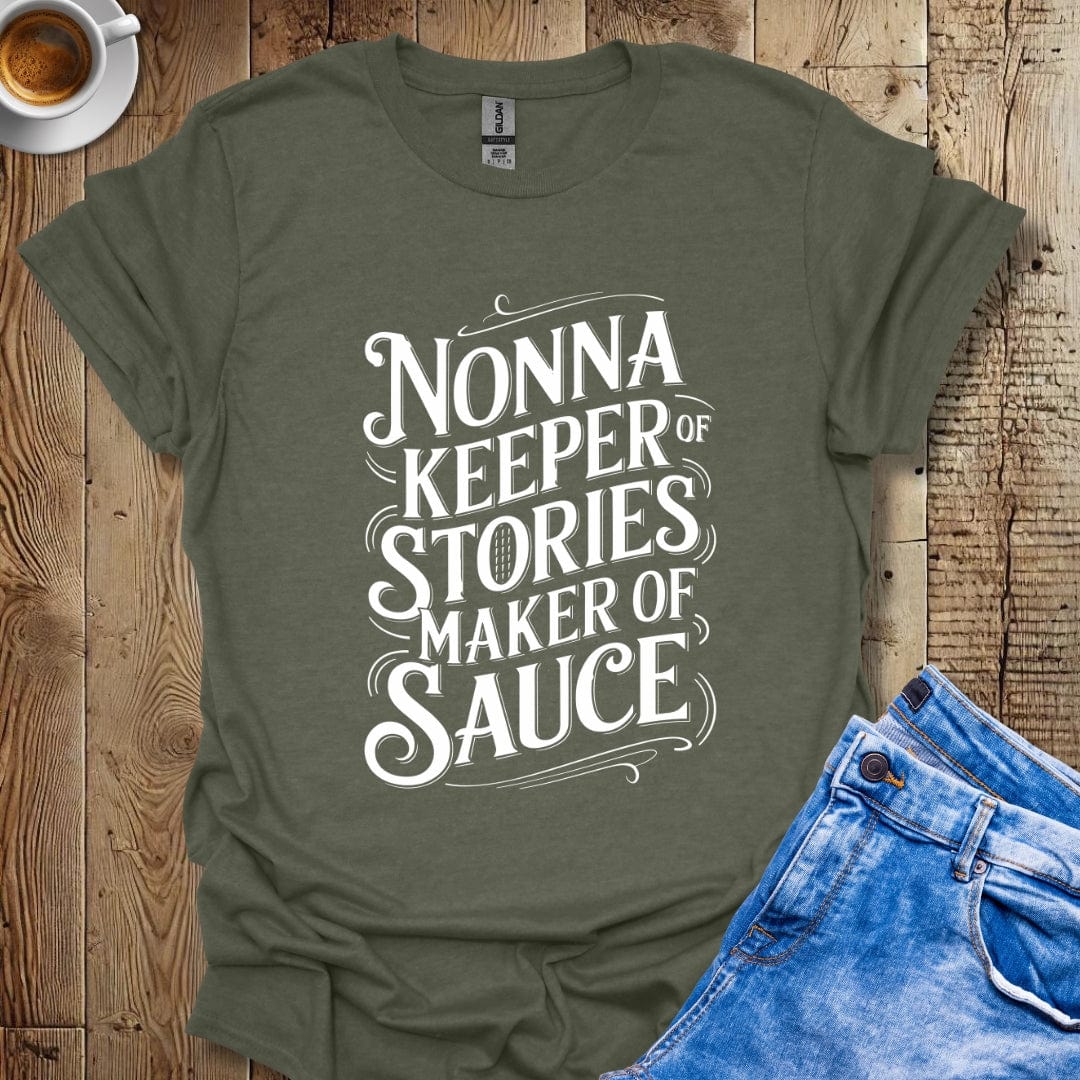 Nonna Keeper of Stories Maker of Sauce Italian Pride T-shirt