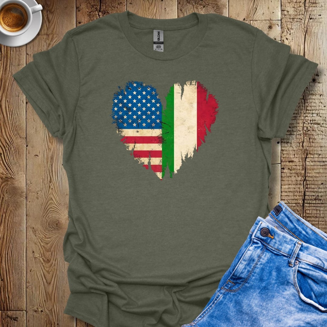 American Born with Italian Roots Distressed Flags Italian Pride T-shirt