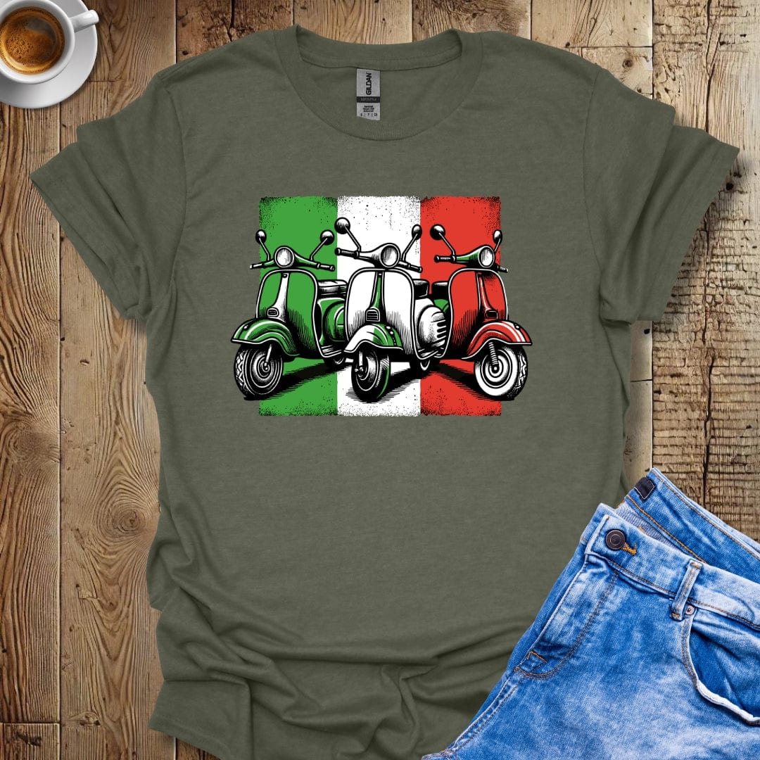 I Love Vintage Italian Scooter Vespa with Italian Flag T-Shirt