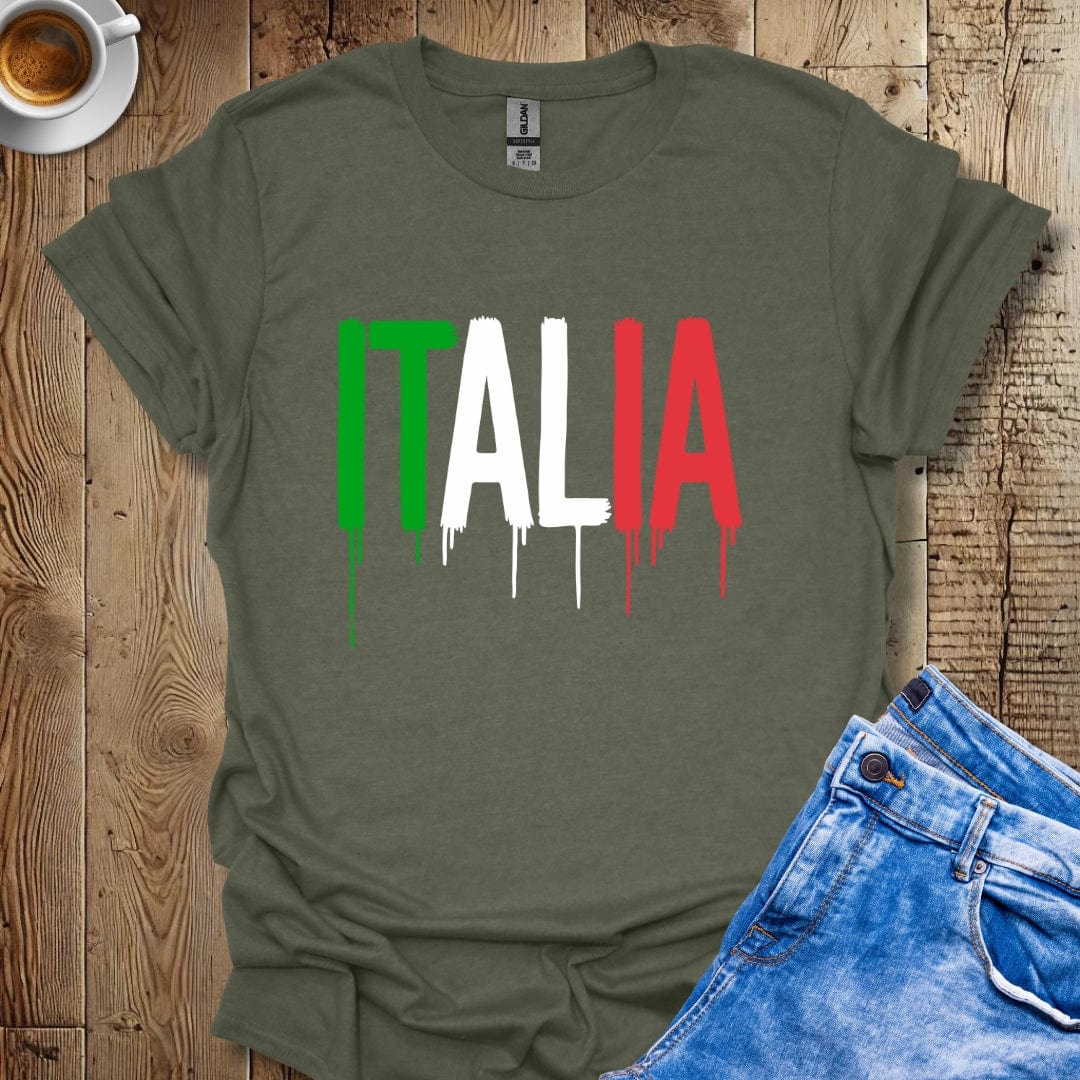 Italia Dripping Paint Italian Flag T-shirt