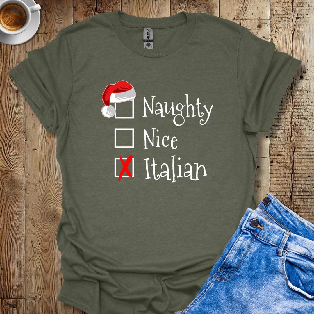 Funny Naughty Nice Italian Christmas T-Shirt