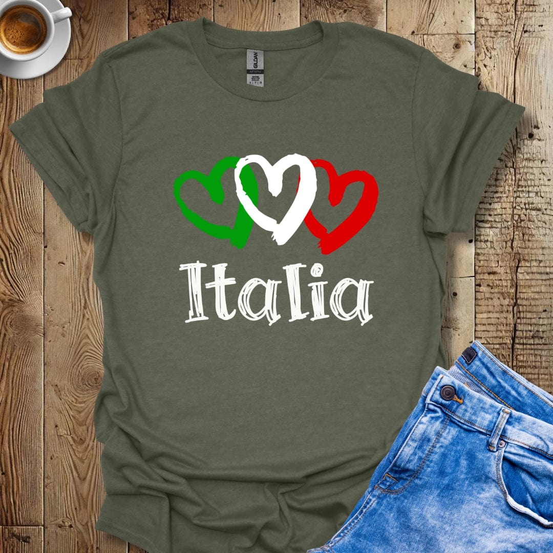 Italian Flag Hearts Italia Italian Pride T-shirt