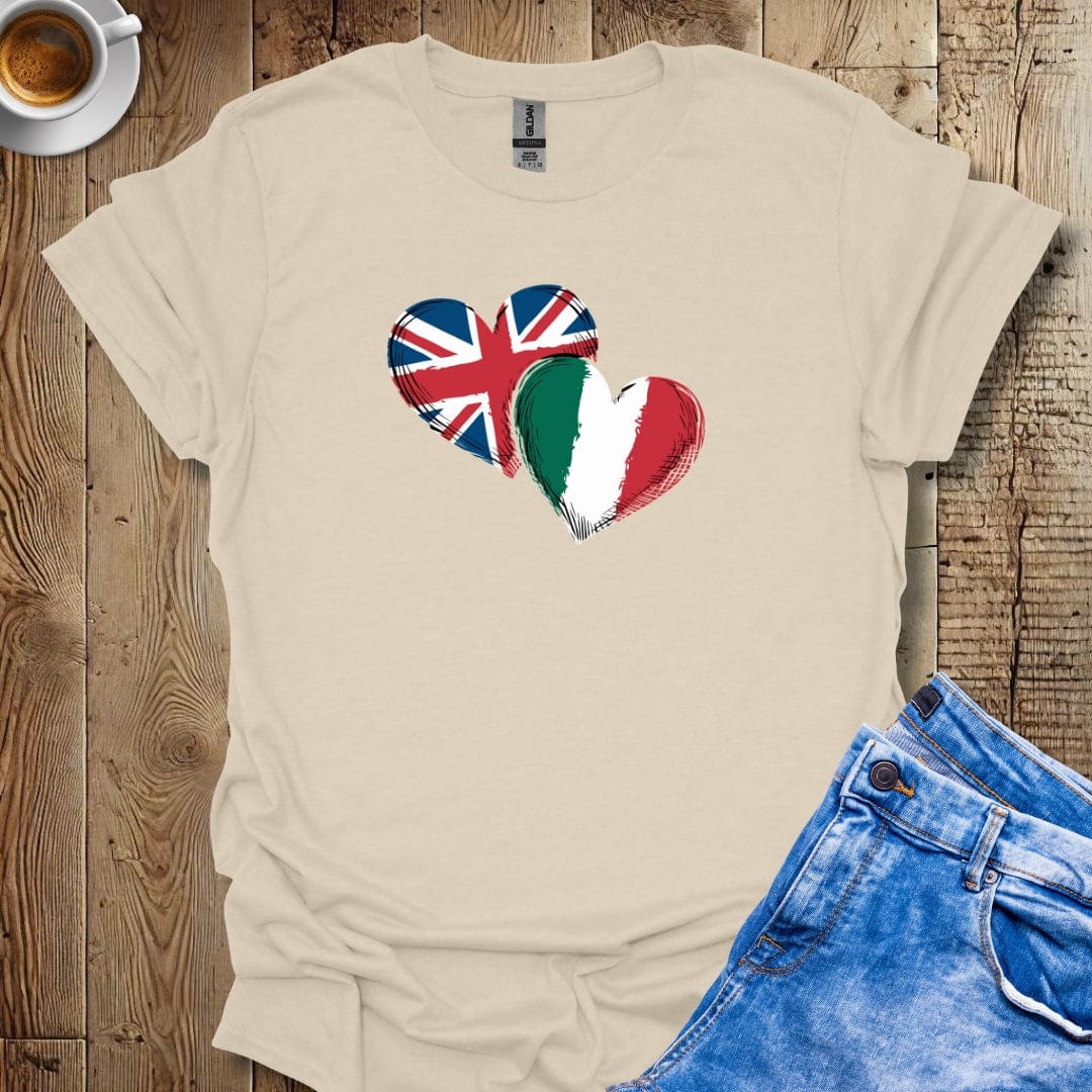 Union Jack British Italian Flags T-shirt