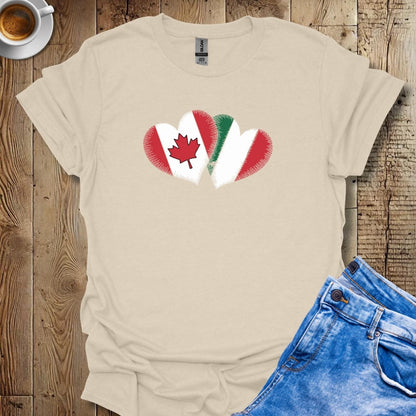 Canadian Italian Flags Hearts T-shirt