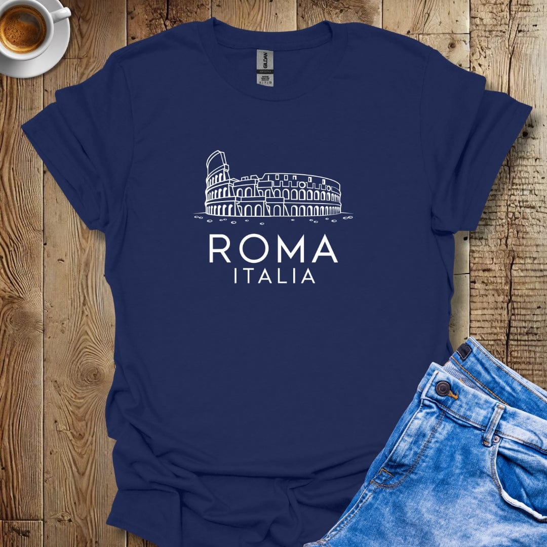 I Love Roma Colosseum Line Art Italy Lover T-shirt