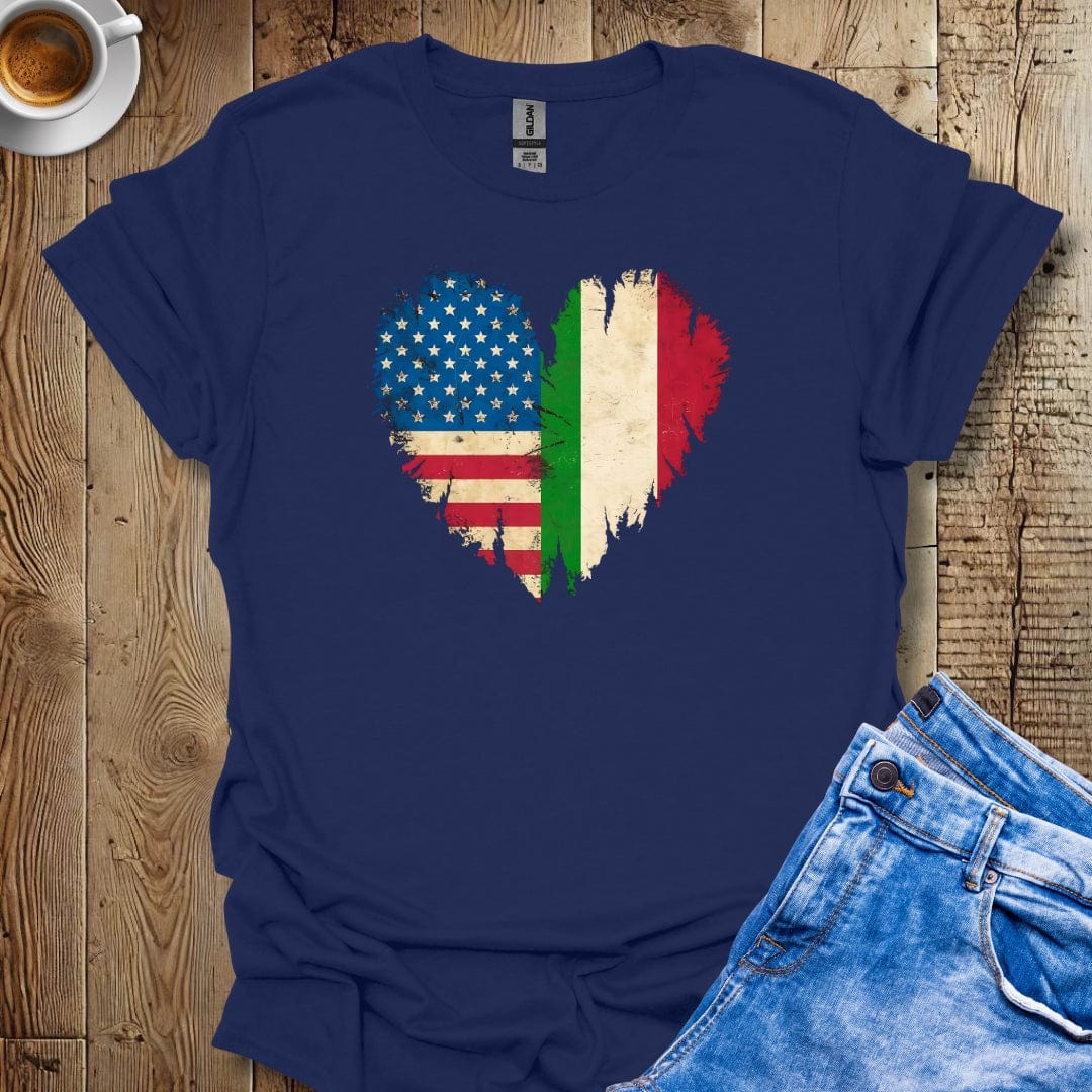 American Born with Italian Roots Distressed Flags Italian Pride T-shirt