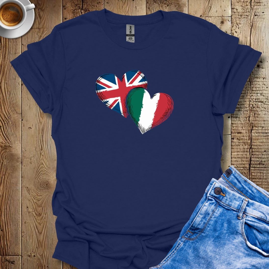 Union Jack British Italian Flags T-shirt