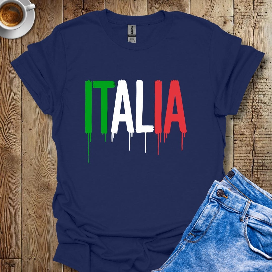 Italia Dripping Paint Italian Flag T-shirt