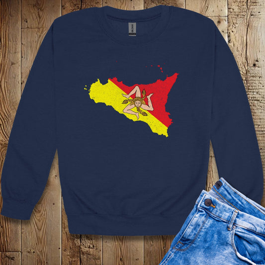 Distressed Style Map of Sicily Sicilia Sweatshirt