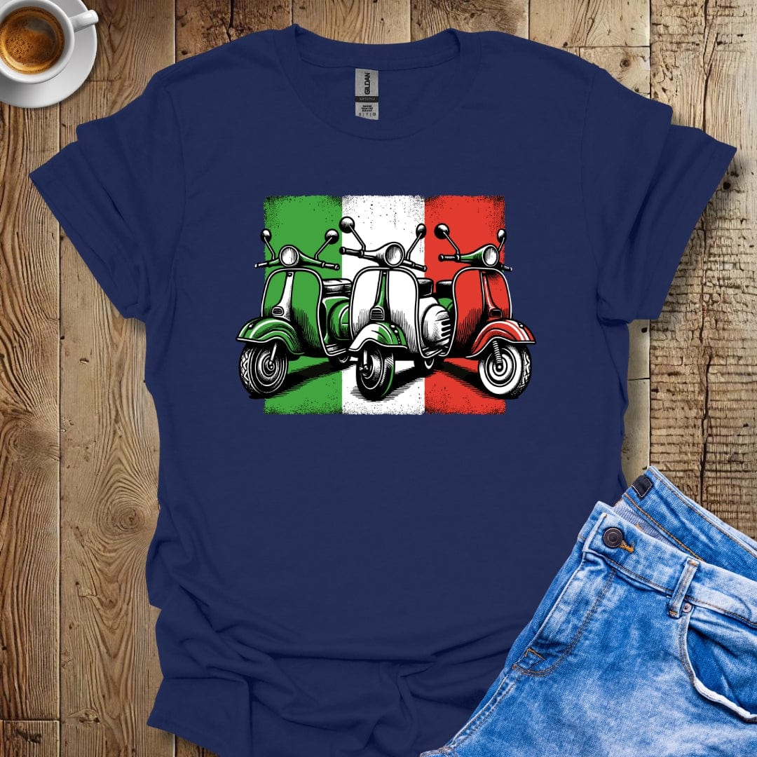 I Love Vintage Italian Scooter Vespa with Italian Flag T-Shirt