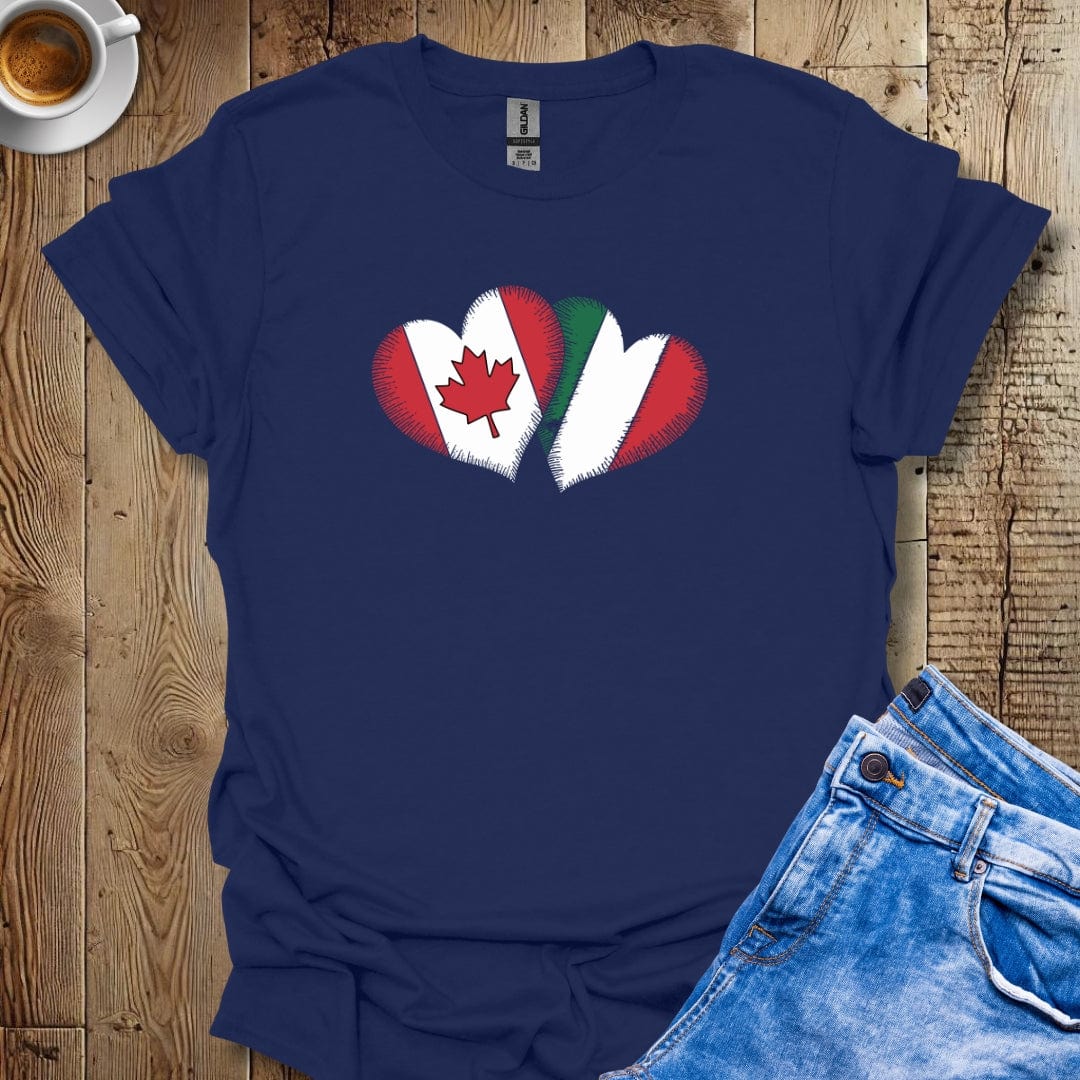 Canadian Italian Flags Hearts T-shirt