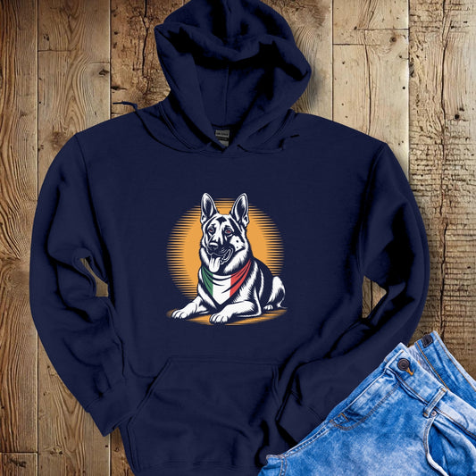German Shepherd Italian Flag Bandana Hoodie Sweatshirt