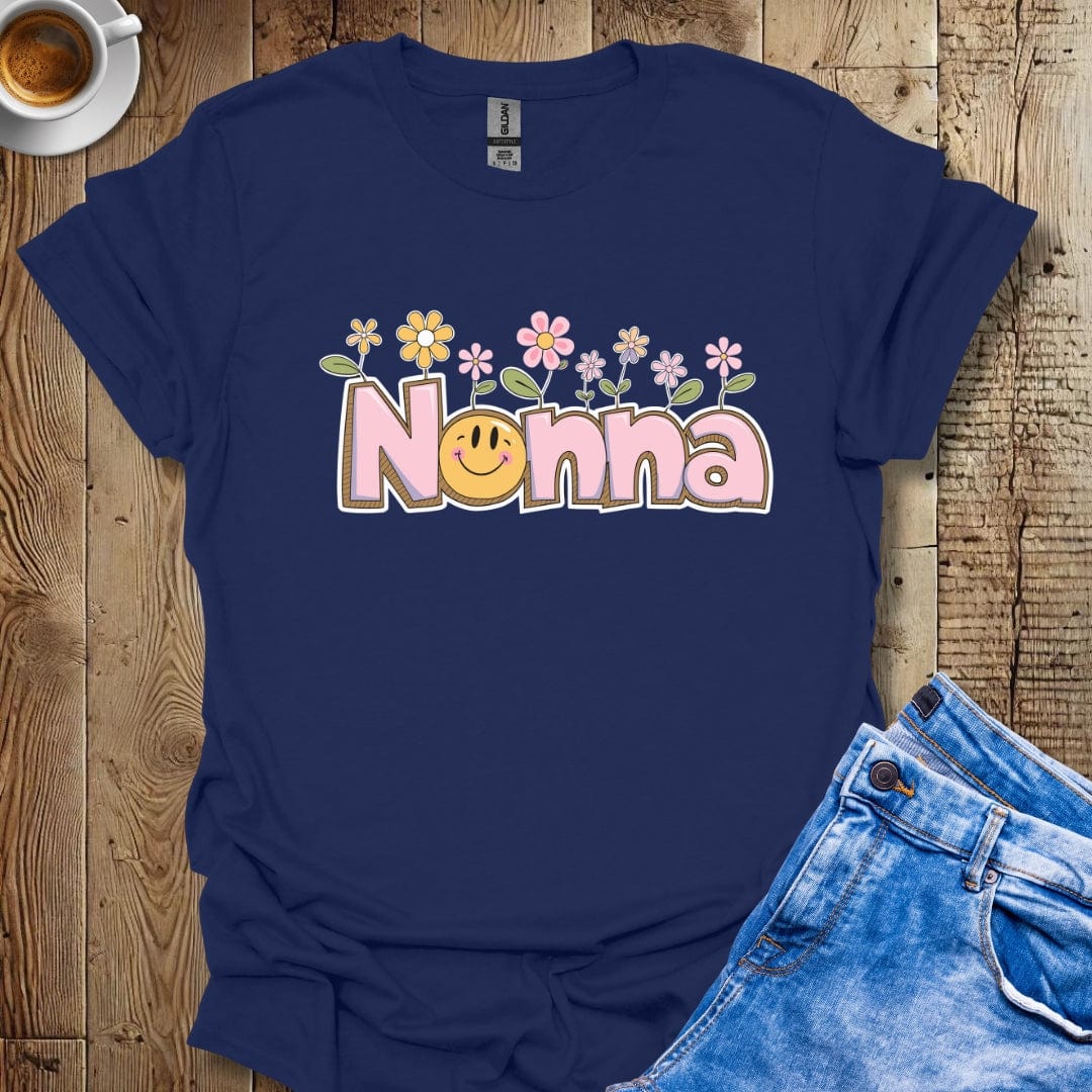 Nonna Flowers Smiley Face T-shirt