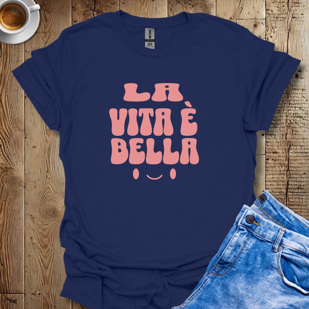 Cute Retro La Vita è Bella Italian Sayings T-shirt