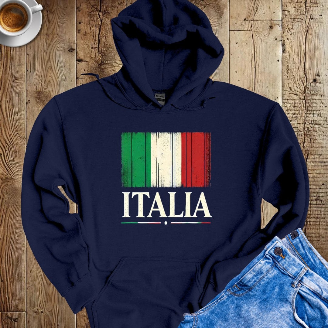 Italia with Distressed Italian Flag Hoodie Sweatshirt