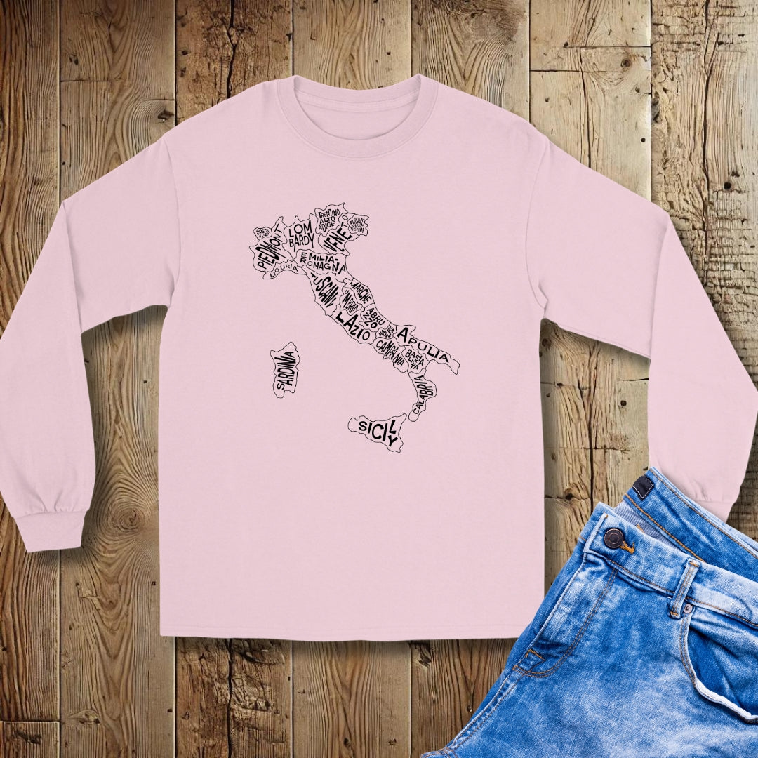 Regional Map of Italy Unisex Long Sleeve Tee