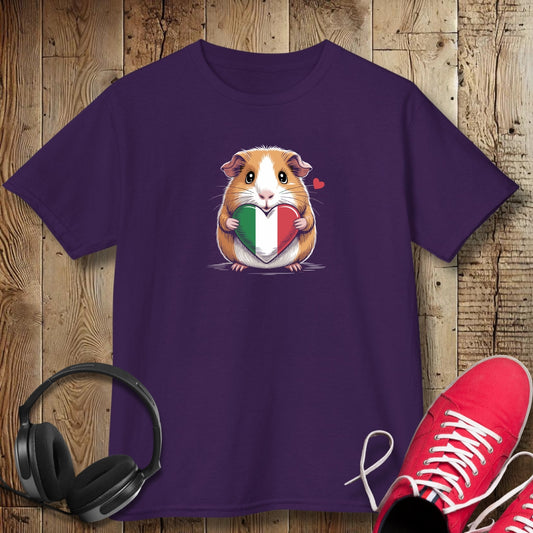 Guinea Pig with Italian Heart Flag Kids Tee
