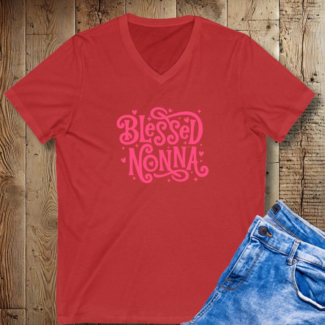Blessed Nonna Short Sleeve V-Neck Tee