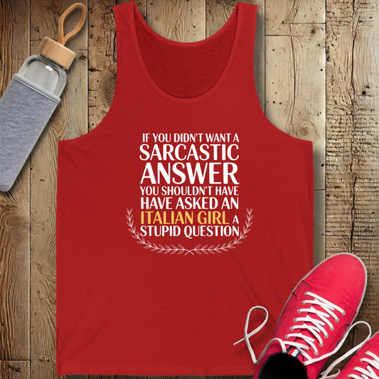 Sarcastic Answer Italian Girl Unisex Jersey Tank