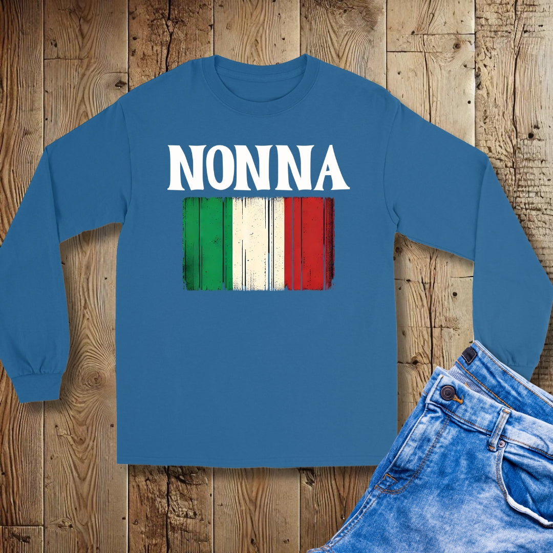 Nonna Distressed Flag Unisex Long Sleeve Tee