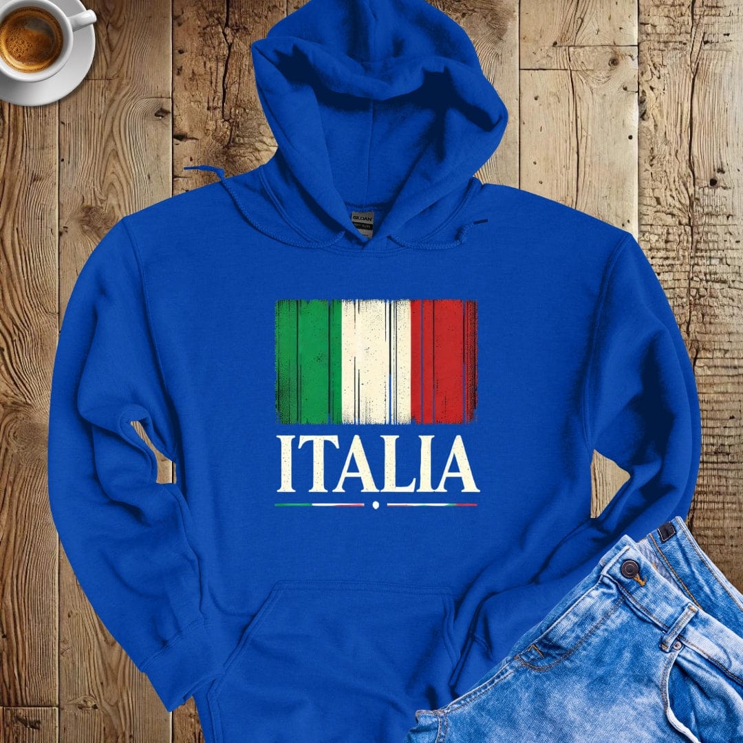 Italia with Distressed Italian Flag Hoodie Sweatshirt