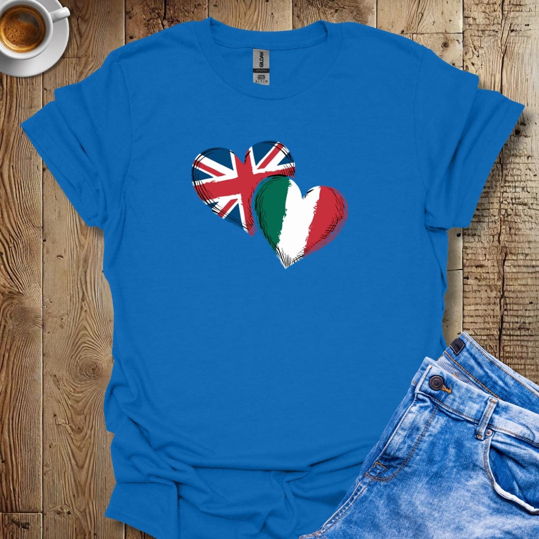 Union Jack British Italian Flags T-shirt