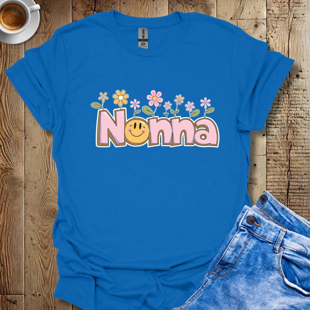 Nonna Flowers Smiley Face T-shirt